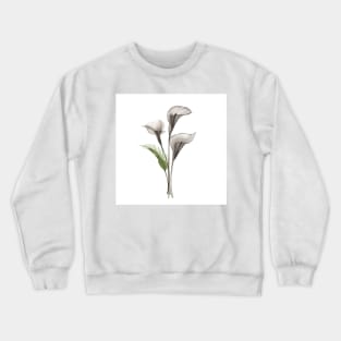 Xray Calla flowers. Tropical translucent watercolor flowers and leaves print Crewneck Sweatshirt